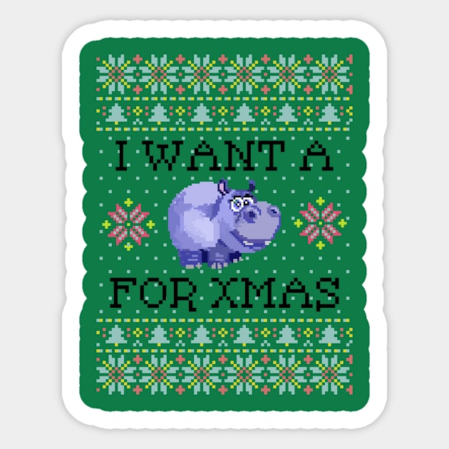 I Want a Hippopotamus For Christmas Sticker by RobinBobbinStore